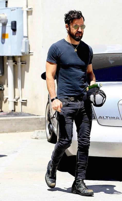 Mens Rocker Style, Rocker Style Men, Gentleman Mode, Rock Style Men, Summer Outfits Ideas, Black Dude, Justin Theroux, Look Man, Mode Jeans