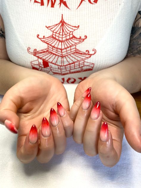 Demon slayer Nezuko inspired nails anime nails Red Nezuko Nails, Demon Acrylic Nails, Nezuko Themed Nails, Nezuko Nail Inspired, Demon Slayer Nail Art Nezuko, Demon Nails Acrylic, Nezuko Nails Anime, Demon Nail Art, Nezuko Nails Short