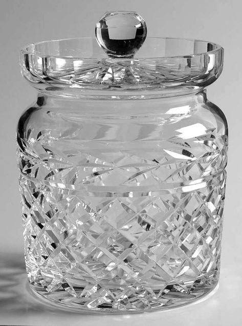 Glandore Biscuit Barrel w/Lid by Waterford Crystal | Replacements, Ltd. Waterford Crystal Patterns, Beautiful Crockery, Crystal Glassware Antiques, Biscuit Barrel, Oblong Tablecloth, Glass Photography, Crystal Pattern, Tea Sets Vintage, Biscuit Jar