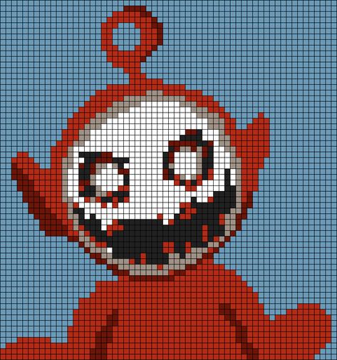 Horror Cross Stitch Pattern, Pixel Art Creepy, Scary Pixel Art, Horror Perler Beads, Creepy Pixel Art, Zombie Pixel Art, Scary Cross Stitch, Pixel Art Grid Easy, Creepy Cross Stitch