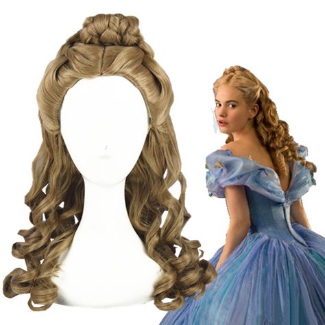 Cinderella Long Curly Brown Cosplay Wig Cinderella Wig, Mad Hatter Cosplay, Cinderella Hair, Brown Cosplay, Brave Merida, Cinderella Cosplay, Ponytail Wig, Cinderella Costume, Cosplay Hair