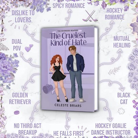 Check the website for the review ✨✨   💜 dislike to lovers 💜 hockey goalie x dance instructor 💜 black cat x golden retriever 💜 forced proximity 💜 he falls first and harder 💜 banter galore 💜 hockey romance with no cheating 💜 no third-act breakup 💜 happily ever after  #celestebriars #riversidereapers #thebestkindofforever #theworstkindofpromise #thecruelestkindofhate #hockey #hockeyromancebooks Black Cat X Golden Retriever, Hockey Romance Books, Bookstagram Kindle, Romance Booktok, Mafia Love, Grumpy X Sunshine, Workplace Romance, Rockstar Romance, Grumpy Sunshine