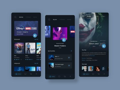 Hi There,This is my recent demo Mobflix - OTT Media Service Dark version for online movie tv series streaming app concept which I want to share with you. I hope you will like this concept.----... Android App Design, Mobile App Design Templates, Video Streaming App, Movie App, App Interface Design, Web Ui Design, App Design Inspiration, Tv App, App Interface