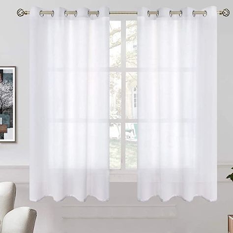 Shear Curtains, Semi Sheer Curtains, White Linen Curtains, Small Window Curtains, White Sheer Curtains, Privacy Curtains, Curtains For Bedroom, Short Curtains, Tier Curtains