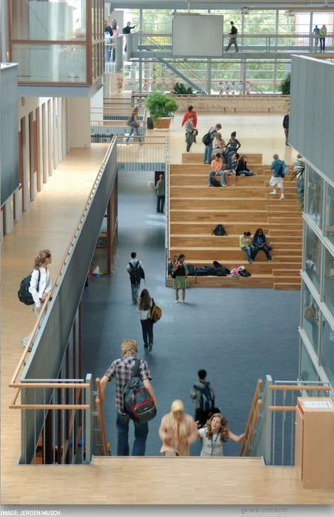 School Stairs, School Building Design, School Interior, Education Architecture, School Building, Education Design, Library Design, Learning Spaces, International School