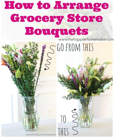 How to arrange grocery store flowers so they look like stunning professional arrangements! It's easier than you think with this step-by-step tutorial! Grocery Store Flowers, Jeff Leatham, Diy Arrangements, Astuces Diy, Floral Arrangements Diy, Flower Arrangements Diy, Fresh Flowers Arrangements, Deco Floral, Floral Display