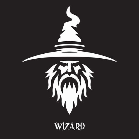 Wizard logo template | Premium Vector #Freepik #vector Logo Styles Ideas, Wizard Logo Design, Wizard Logo, Wizard Drawings, Wizard Art, Wizards Logo, Sport Wallpaper, Ring Logo, Dark Wizard