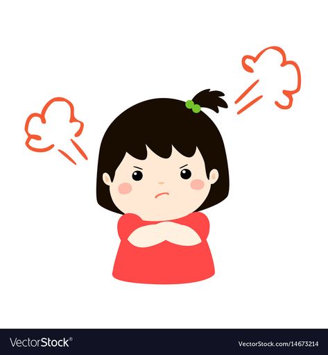 Cute Angry Cartoon, Angry Illustration, Cute Angry, Angry Cartoon, Drawing Of A Girl, Angry Girl, Girl Cartoon Characters, Girl Character, Character Vector