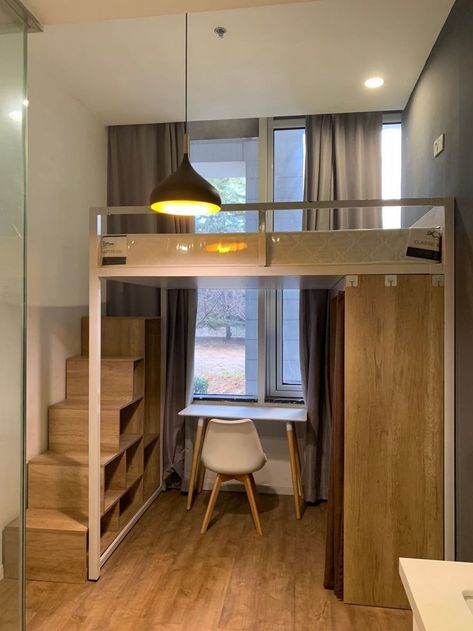 Why Adult Loft Beds are the Ultimate Space-Saving Solution - SugarPlumWish Loft Bed In Front Of Window, Diy Loft Beds For Small Rooms, Loft Double Bed, Loft Bed With Closet, Bunk Bed Ideas For Small Rooms, Loft Bed Dorm Room, Room Ideas Loft, Loft Bed Dorm, Loft Bed Bedroom