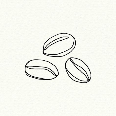 How To Draw Coffee Beans, Coffee Related Tattoos, Coffee Bean Doodle, Coffee Pattern Illustration, Coffee Beans Tattoo, Coffee Drawing Illustration, Bean Doodle, Coffee Doodle Art, Coffee Bean Drawing