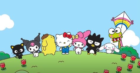 Sanrio Supercute Adventures, Hello Kitty Friends Sanrio Characters, Hello Kitty And Friends Icons, Hello Kitty With Friends, Hello Kitty's Friends, Hello Kitty And Friend, Stickers Sanrio, Best Friend Letters, Images Hello Kitty