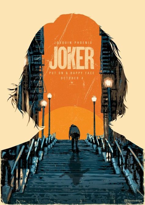 Weekly Inspiration Dose 064 - Indieground Design #graphicdesign #design #art #inspiration #joker #movie #movieposter #dc #joaquinphoenix #illustration #illustrationart Film Poster Design Graphics, Comic Cover Illustration, Minimalistic Poster Design, Joker Kunst, Retro Film Posters, Film Illustration, Poster Grafico, Posters Decor, Posters Conception Graphique