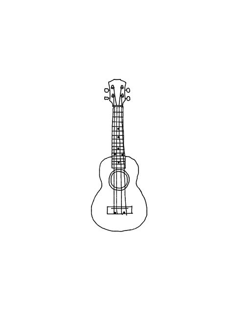 Small Guitar Drawing, Simple Acoustic Guitar Tattoo, Spanish Guitar Tattoo, Mini Guitar Drawing, Guitar And Music Tattoo, Ukulele Tattoo Small, Heart Guitar Drawing, Guitar Fine Line Tattoo, Mini Guitar Tattoo