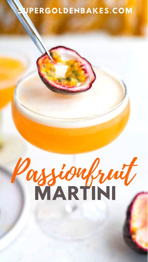 Passionfruit Sour Cocktail, Passionfruit Martini Recipe, Cocktails With Passion Fruit Syrup, Tequila Passionfruit Cocktails, Drinks With Passion Fruit Syrup, Mango Passionfruit Cocktail, Passion Fruit Martini Recipe, Passion Fruit Drinks Cocktails, Passionfruit Drink Recipes