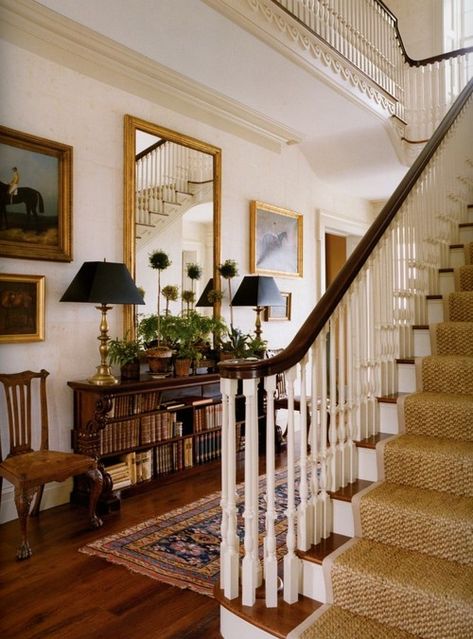 Perfect Entrance Hall | Content in a Cottage Traditional New England Interior Design, 90s Traditional Home, Father Of The Bride House Interior, Old Money Decor Aesthetic, Country Estate Interior, European Eclectic Decor, Georgian Dining Room, Formal Sitting Room Ideas, 1920s Home Decor