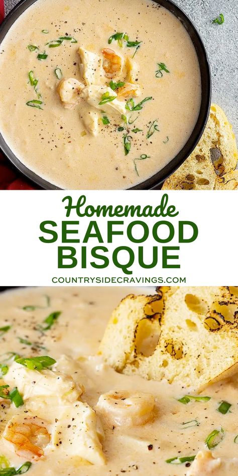 Seafood Bisque Recipe, Bisque Soup Recipes, Bisque Soup, Seafood Bisque, Bisque Recipe, Seafood Chowder, Easy Seafood, Best Soup Recipes, Seafood Soup