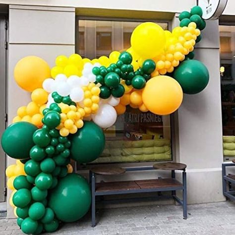 Dark Green Balloons, Yellow Balloon Garland, Teal Balloons, Baby Shower Balloon Decorations, Green Balloons, Deco Ballon, Balloon Garland Arch, Pastel Balloons, Yellow Balloons