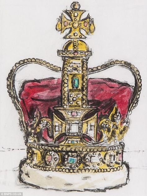 The Royal Crown: Guarded by the Beefeaters in the Tower of London, the Crown Jewels are seen by millions of people each year Crown Painting, Crown Illustration, Jewel Drawing, Crown Drawing, Crown Art, Postage Stamp Design, The Tower Of London, Royal Crowns, Lost Souls