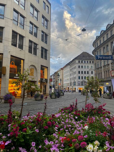 munich old town in germany. european old city architecture aesthetic. big city with tram Germany Trip Aesthetic, Germany Munich Aesthetic, Germany In The Summer, Eurostar Aesthetic, Life In Germany Aesthetic, German Astetic, Living In Germany Aesthetic, Munich Photo Ideas, Germany Aesthetic Summer