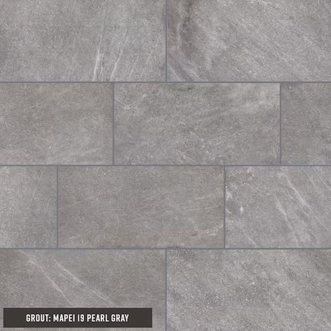 STAINMASTER Harbor Gray 12-in x 24-in Matte Porcelain Stone Look Floor and Wall Tile (1.95-sq. ft/ Piece) in the Tile department at Lowes.com Gray Porcelain Tile Floor, Stone Kitchen Floor, Gray Tile Bathroom Floor, Grey Ceramic Tile, Gray Tile, Porch Tile, Gray Porcelain Tile, Grey Bathroom Tiles, Grey Floor Tiles