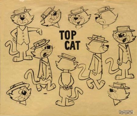 tcms_00pg_004 Croquis, Hanna Barbera Cartoons, Top Cat, Character Model Sheet, Cat Cartoon, Cat Model, Classic Cartoon Characters, Model Sheet, Cartoon Sketches