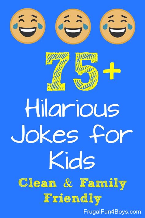 75+ Hilarious Jokes for Kids - Tons of jokes for kids that are clean and family friendly and FUNNY! Kid Friendly Jokes, Jokes To Tell, One Liner Jokes, Family Jokes, Lunchbox Jokes, Funny Riddles, Clean Funny Jokes, Knock Knock Jokes, New Funny Jokes