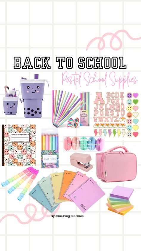 Pastel, Pastel School Supplies, School Supplies Amazon, 7th Grade Girl, School Supplies Pencil Case, Pencil Case Essential, Middle School Supplies, Book Crafts Diy, Girls Back