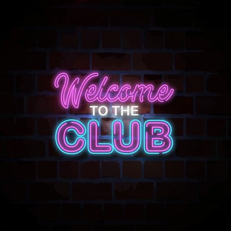 Neon Sign Logo Design, Neon Sign Poster, Gaming Widget, Neon Welcome Sign, Neon Sign Illustration, Welcome Neon Sign, Club Neon Sign, Club Signs, Neon Sign Board