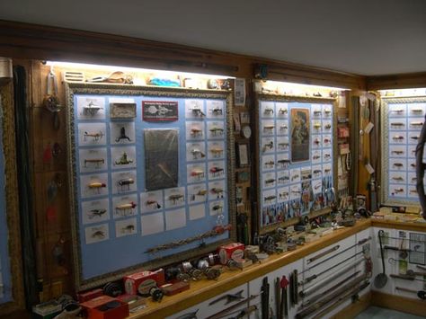 Peg Board Fishing Tackle, Fishing Tackle Room, Tackle Organization, Fishing Man Cave, Fishing Tackle Organization, Tackle Box Fishing, Fishing Storage, Tackle Storage, Fishing Tackle Storage