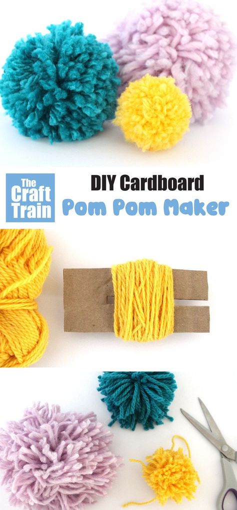 Diy Pom Pom Maker, Pom Pom Template, Diy Yarn Pom Pom, Make Pom Poms, Craft For All Ages, Pom Pom Tutorial, Baby Duvet, Easy Yarn Crafts, Train Projects