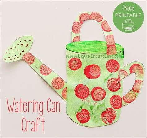 Printable Watering Can Craft Garden Art And Craft Preschool, Planting Art For Toddlers, Growing Garden Crafts For Toddlers, My Garden Activities Preschool, Preschool Plants Crafts, Plant Activity For Toddlers, Watering Can Art Preschool, Garden Craft Toddler, Toddler Plant Crafts