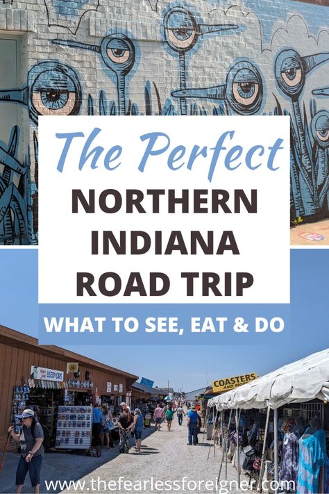 Looking for a road trip from Chicago or a road trip from Indianapolis? Plan the perfect northern Indiana road trip with this Indiana guide. Discover the best things to do in northern Indiana including what to do in Fort Wayne, where to go in Amish country, and the best hikes at Indiana Dunes National Park. Plus eat at at the best restaurants in northern Indiana.   #Indiana #IndianaTravel #IndianaGuide #IndianaItinerary #IndianaRoadTrip #NorthernIndiana #INTravel #FortWayne #Amish #IndianaDunes #USNationalParks #USRoadTrip #SummerVacay #TheFearlessForeigner Things To Do In Indiana, Indiana Vacation, Midwest Vacations, Life In Russia, Midwest Road Trip, Indiana Dunes National Park, Indiana Travel, Road Trip Map, Indiana Dunes