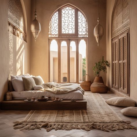 Morocco Interior Design Bedroom, Arabian Home Interior, Arabic Interior Design Bedroom, Moroccan Bedroom Design, Indian Interior Design Bedroom, Arabic Bedroom Design, Morrocan Decor Living Room, Morroco Interior Design, Hotel Rooms Interior