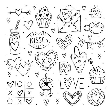 Love Letras, Calendar Doodles, Valentines Day Doodles, Valentine Drawing, Valentines Day Cartoons, Valentine Doodle, St Valentines Day, Valentines Day Drawing, Valentines Illustration