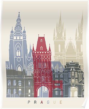 Prague Skyline, Prague City, Prague Travel, Tourism Poster, City Vector, City Illustration, Illustration Wall Art, Etsy Art Prints, Travel Illustration