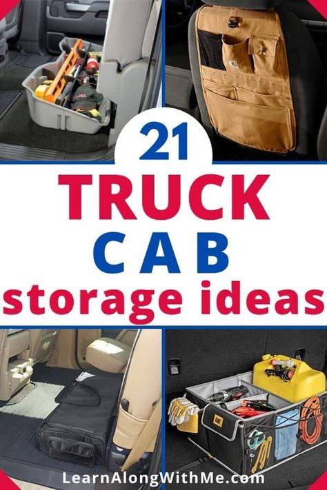 Truck Cab Storage Ideas, Pop Up Camper Storage Ideas, Pop Up Camper Storage, Diy Truck Interior, Work Truck Organization, Truck Accessories Diy, Work Truck Storage, Camper Storage Ideas, Truck Interior Accessories