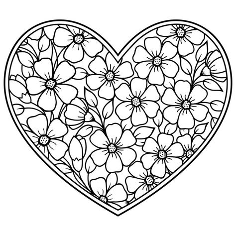 Mehndi flower pattern in form of heart .... | Premium Vector #Freepik #vector #floral #abstract #heart #hand Mehndi Flower, Henna Drawings, Arte Doodle, Heart Coloring Pages, Mors Dag, Flower Coloring Pages, Mandala Design Art, Mandala Coloring Pages, Coloring Pages To Print