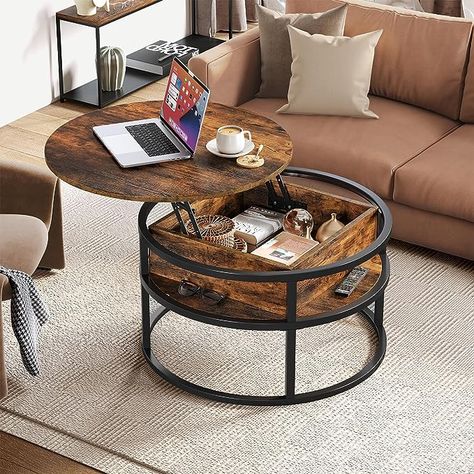 Amazon.com: YITAHOME Round Lift Top Coffee Table, Coffee Tables with Living Room with Hidden Storage Compartment, Coffee Table with Storage for Home Office,Circle Center Tables Living Room,Rustic Brown : Home & Kitchen Modern Coffee Table With Storage, Coffee Table With Hidden Storage, Lift Up Coffee Table, Circle Coffee Tables, Round Center Table, Center Table Living Room, Lift Coffee Table, Tables Living Room, Center Tables