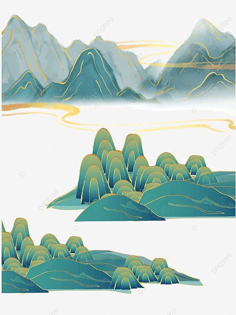 Chinese Mountains Painting, Chinese Vector Art, Fantasy Vector Art, Chinese Mountain Drawing, Chinese Cloud Illustration, Chinese Cloud Drawing, Chinese Mountain Art, Mountain Chinese Painting, Asian Clouds Drawing