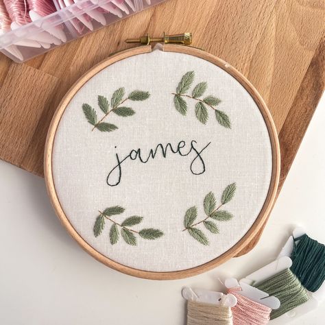 Personalised Name Embroidery Hoop Have your name - or a loved ones - hand embroidered onto a wooden embroidery hoop! Perfect as a gift, or to hang in your room. Simply hang on a nail in the wall, tie a ribbon around the hook, or prop up on a shelf. Choose any name and thread colour of your choice. How To Order Select which design you’d prefer from the drop down list. Please enter the name that you would like and the colours of the name and flowers in the Personalisation box above. If you have any questions, please message me or email me!