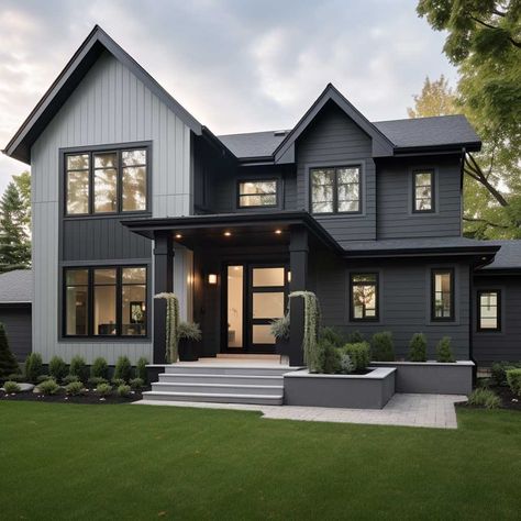 5+ Timeless Home Exterior Paint Ideas for Every Style • 333+ Images • [ArtFacade] Modern Tudor Paint Exterior, Tudor Home Exterior Paint Colors, Modern Traditional Home Exterior Design, Colonial Home Exterior Colors, 2 Story Exterior Homes, House Exteriors Aesthetic, House Exterior Colors Schemes Modern, Moody Exterior House Colors, Modern Traditional Home Exterior