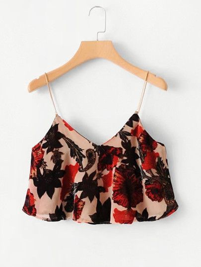 Shop Botanical Print Crop Cami Top online. SheIn offers Botanical Print Crop Cami Top & more to fit your fashionable needs. Crop Top Outfits, Crop Cami Top, Top Shein, Trendy Fashion Tops, Women Tank Tops, Fashion Attire, Alternative Outfits, Girls Fashion Clothes, Fashion Design Clothes
