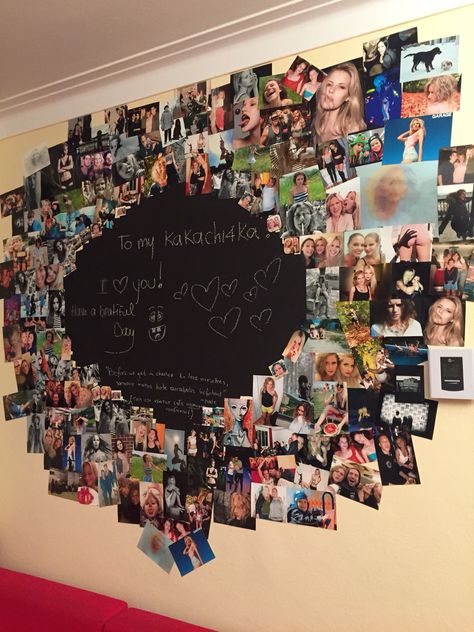 Result of our wall at home. Chalk board surrounded with the most wonderful moments of our lives. Wall Of Fame Ideas, Fame Ideas, Photo Walls Bedroom, Picture Wall Bedroom, Photo Walls, Memory Wall, Blue Bedroom Decor, Wall Of Fame, Hand Embroidery Videos