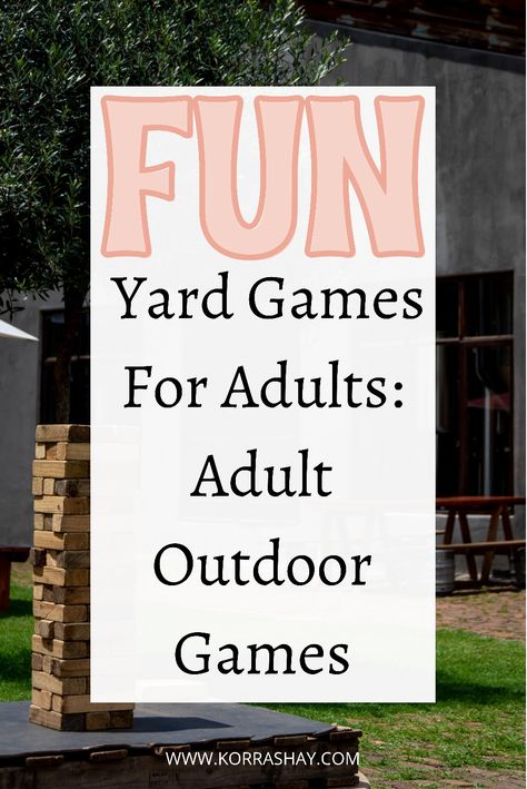 Fun yard games for adults! Adult outdoor games! Games to play in your backyard. Game ideas for outdoor entertaining! Couples Night Games Friends, Outdoor Challenges For Adults, Fun Adult Birthday Games, Bbq Party Games For Adults, Adult Sports Day Games, Summer Party Activities For Adults, Field Day For Adults, Bbq Activities For Adults, Backyard Party Games Adults