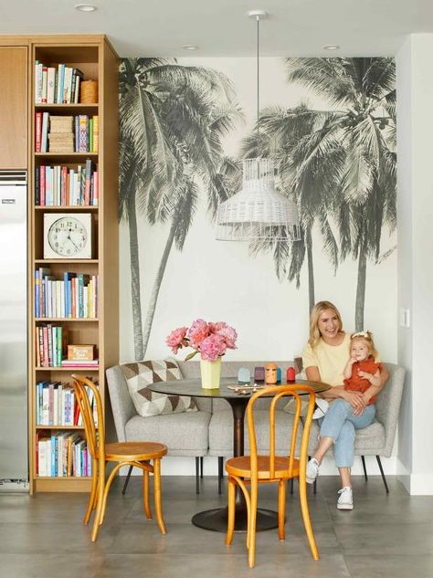 Tour HGTV Star Jasmine Roth's Cali-Cool Home With HGTV Magazine | HGTV Cb2 Decor, Cb2 Table, Rh Sofa, Beachy Accessories, Mdf Trim, Jasmine Roth, 4 Season Room, Mural Stencil, Hgtv Star