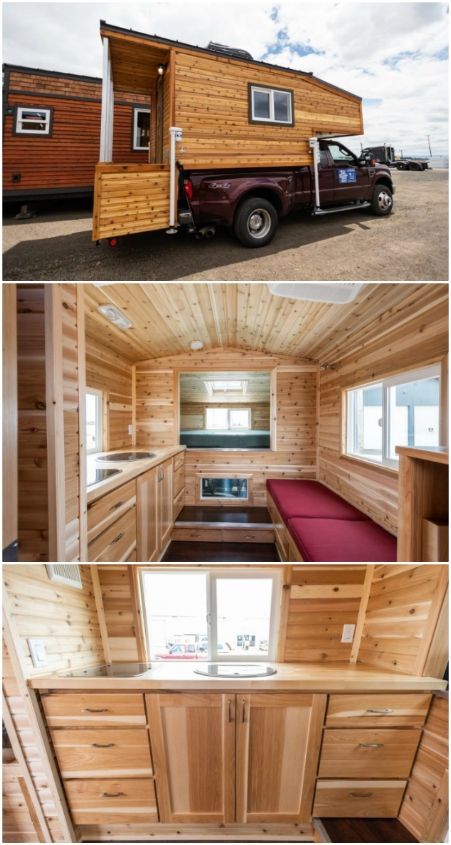 The Traveler is a truck camper with a rustic tiny house feel Truck Bed Camping Diy, Camping Truck Bed, Camping Diy Ideas, Homemade Truck Camper, Small Truck Camper, Truck Bed Trailer, Afternoon Dresses, Camping Truck, Truck House