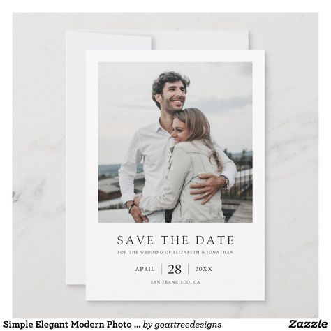 Simple Elegant Modern Photo Wedding Save the Date Sabe The Date, Elegant Modern Wedding, Minimalist Photos, Photo Save The Date, Save The Date Wedding, Save The Date Photos, Photo Wedding Invitations, Save The Date Magnets, Save The Date Postcards