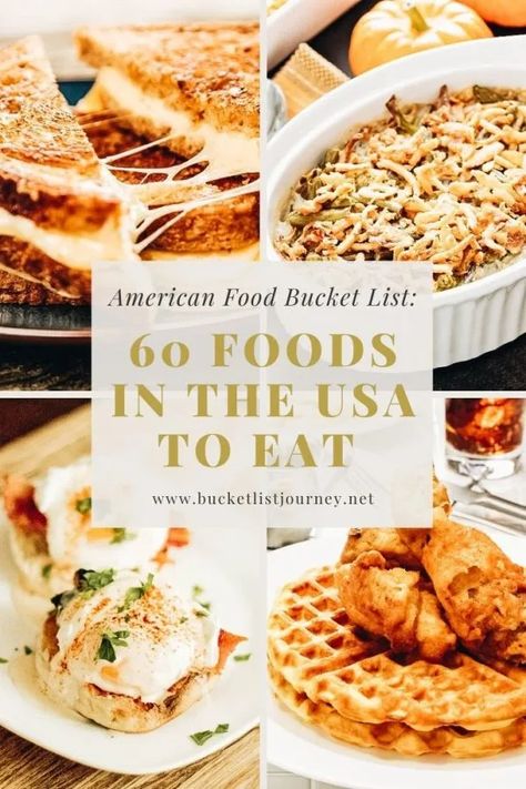 American Food Bucket List: 60 Foods in the USA to Eat Usa Vegan Food, American Starters Food, Southern American Food Recipes, American Restaurant Food, Classic American Dishes, American Classic Recipes, Usa Food Recipes, American Cuisine Food, All American Meals