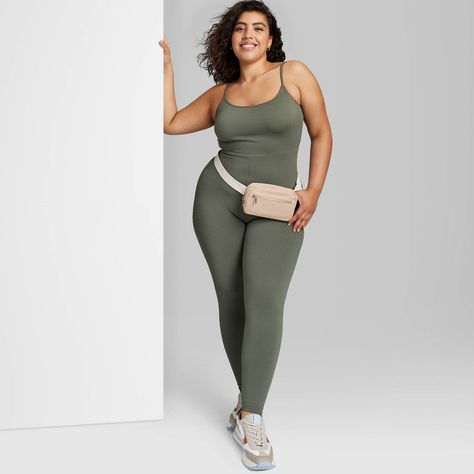 Seamless full-length bodysuit from Wild Fable™ in a solid color gives you on-trend style. Sleeveless design with slender straps that are adjustable for a great fit. Made of recycled polyester with spandex for comfortable wear that moves with you. If you’re not satisfied with any Target Owned Brand item, return it within one year with a receipt for an exchange or a refund. Wild Fable™: A look for every story. Olive Green Workout Outfit, Spandex Bodysuit Outfit, Black Full Bodysuit Outfit, Full Bodysuit Outfit, Black Full Bodysuit, Body Suit Outfit, Spandex Bodysuit, Spaghetti Strap Bodysuit, Bodysuit Outfit