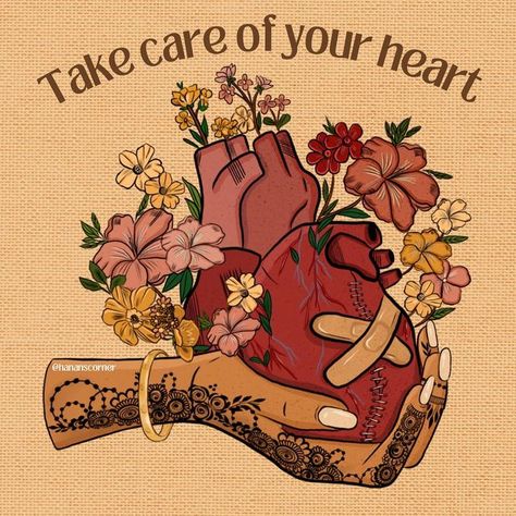 Healing Heart Art, Healing Drawing, Healing Illustration, Heal Heart, Cover Instagram Highlight, Take Care Of Your Heart, Self Love Art, Yellow Quotes, Art Prints Boho